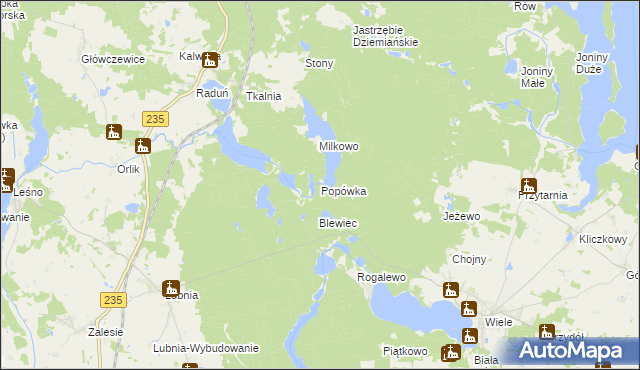 mapa Popówka gmina Brusy, Popówka gmina Brusy na mapie Targeo