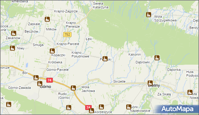 mapa Porąbki gmina Bieliny, Porąbki gmina Bieliny na mapie Targeo