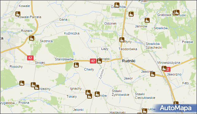 mapa Porąbki gmina Rudniki, Porąbki gmina Rudniki na mapie Targeo
