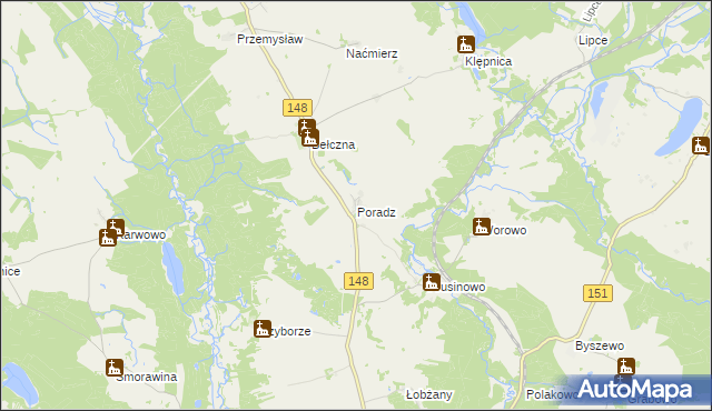 mapa Poradz gmina Łobez, Poradz gmina Łobez na mapie Targeo