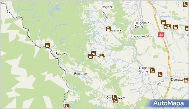 mapa Poręba gmina Bystrzyca Kłodzka, Poręba gmina Bystrzyca Kłodzka na mapie Targeo