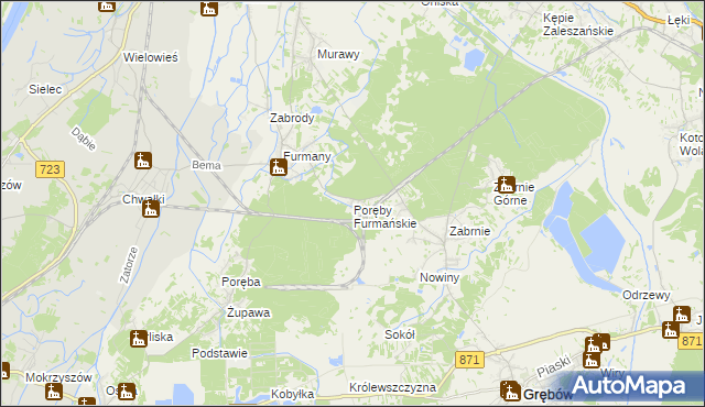 mapa Poręby Furmańskie, Poręby Furmańskie na mapie Targeo