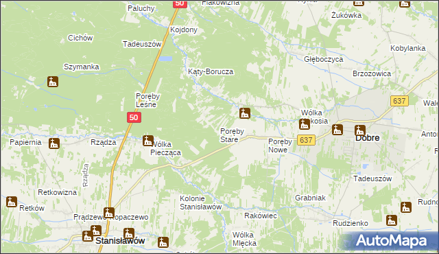 mapa Poręby Stare, Poręby Stare na mapie Targeo
