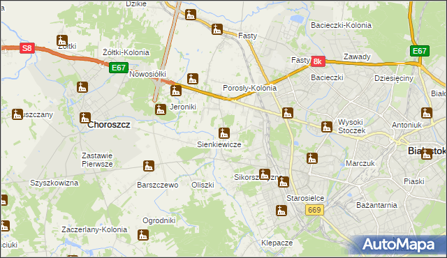 mapa Porosły, Porosły na mapie Targeo