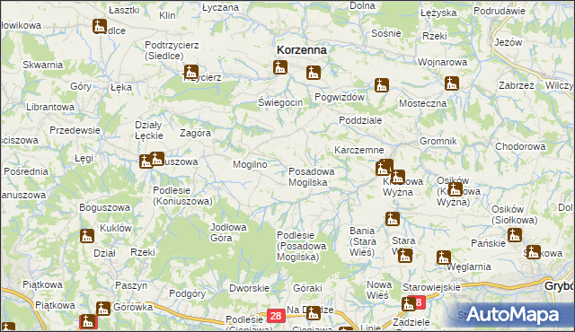 mapa Posadowa Mogilska, Posadowa Mogilska na mapie Targeo