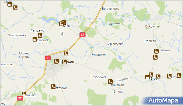 mapa Posadowo gmina Lwówek, Posadowo gmina Lwówek na mapie Targeo