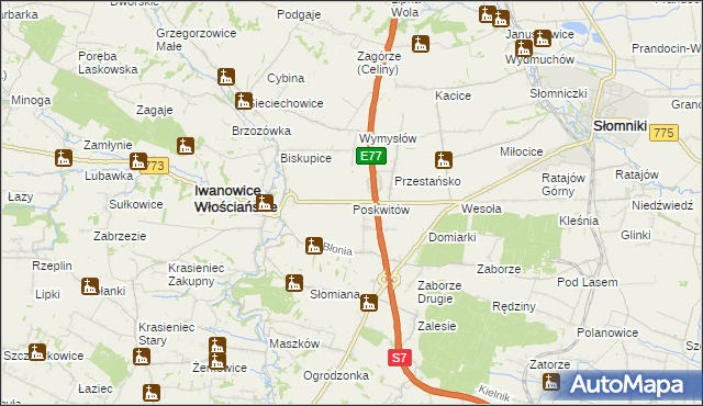 mapa Poskwitów, Poskwitów na mapie Targeo