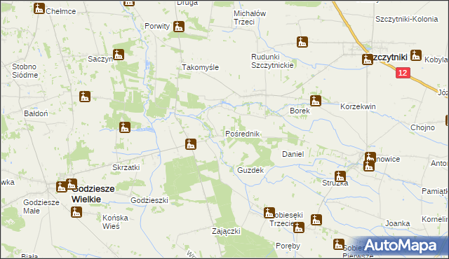 mapa Pośrednik, Pośrednik na mapie Targeo