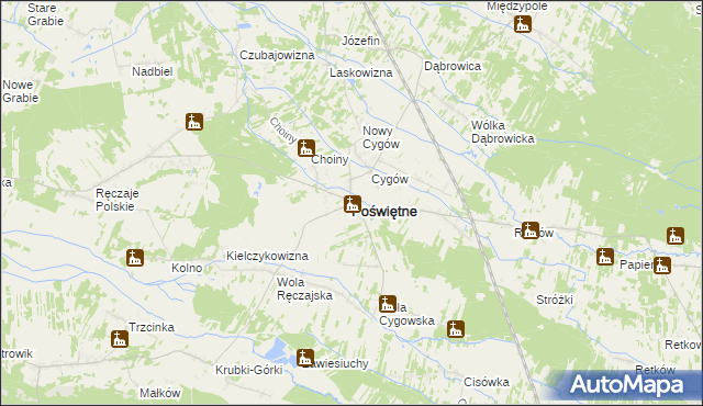 mapa Poświętne powiat wołomiński, Poświętne powiat wołomiński na mapie Targeo