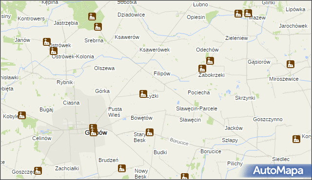 mapa Potrzasków, Potrzasków na mapie Targeo