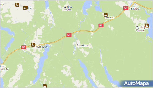 mapa Powałczyn, Powałczyn na mapie Targeo