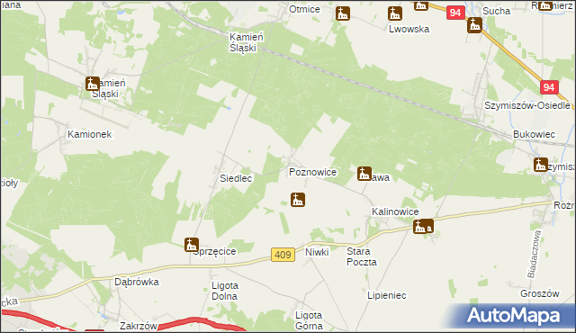 mapa Poznowice, Poznowice na mapie Targeo