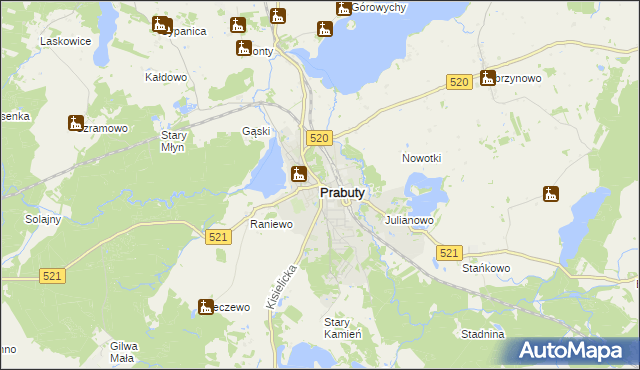mapa Prabuty powiat kwidzyński, Prabuty powiat kwidzyński na mapie Targeo