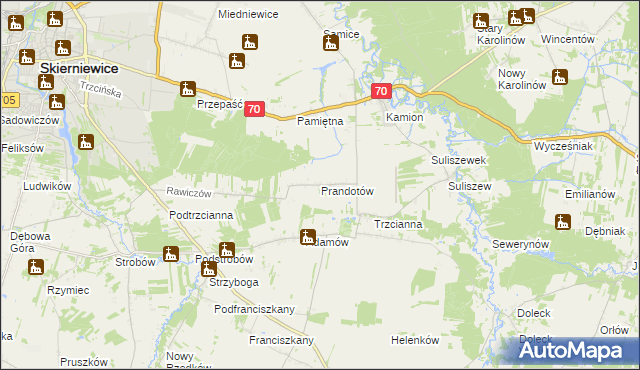 mapa Prandotów, Prandotów na mapie Targeo