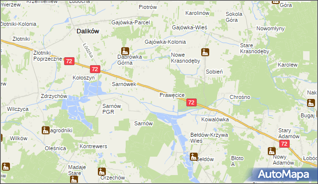 mapa Prawęcice, Prawęcice na mapie Targeo