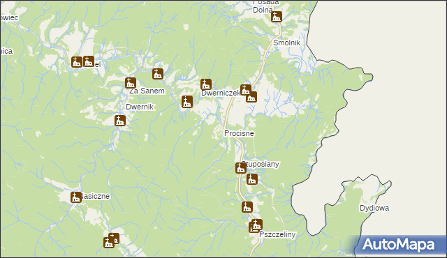 mapa Procisne, Procisne na mapie Targeo