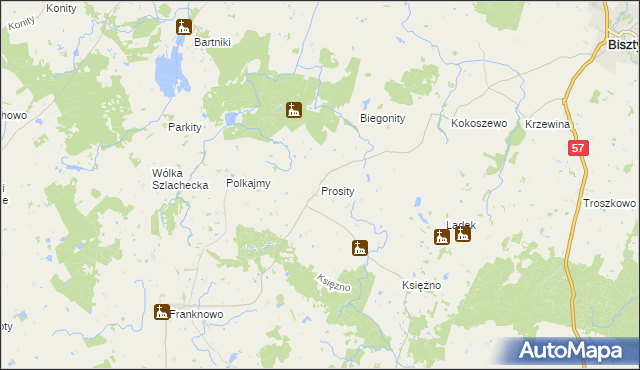 mapa Prosity, Prosity na mapie Targeo