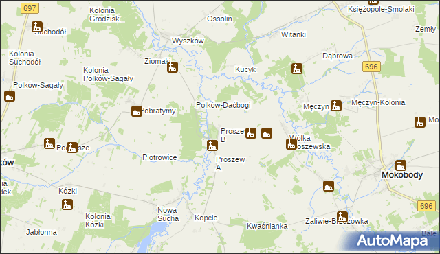 mapa Proszew B, Proszew B na mapie Targeo