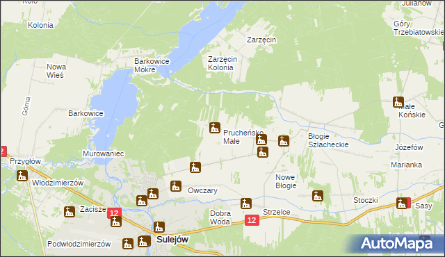 mapa Prucheńsko Małe, Prucheńsko Małe na mapie Targeo