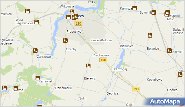 mapa Pruchnowo gmina Kłecko, Pruchnowo gmina Kłecko na mapie Targeo