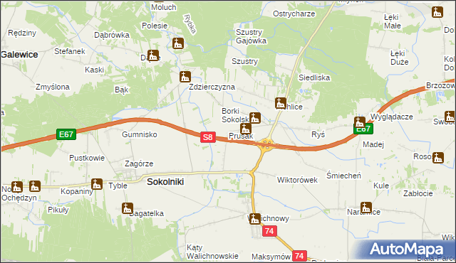 mapa Prusak, Prusak na mapie Targeo