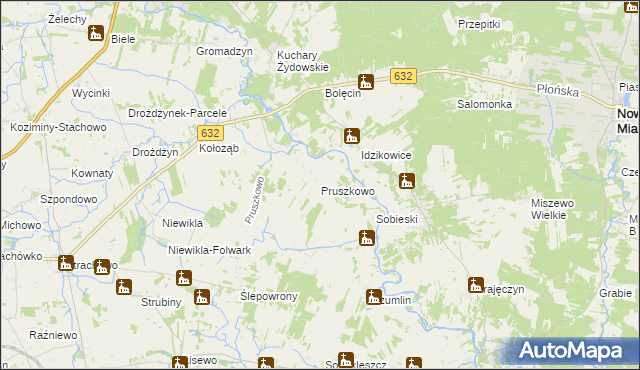 mapa Pruszkowo gmina Sochocin, Pruszkowo gmina Sochocin na mapie Targeo