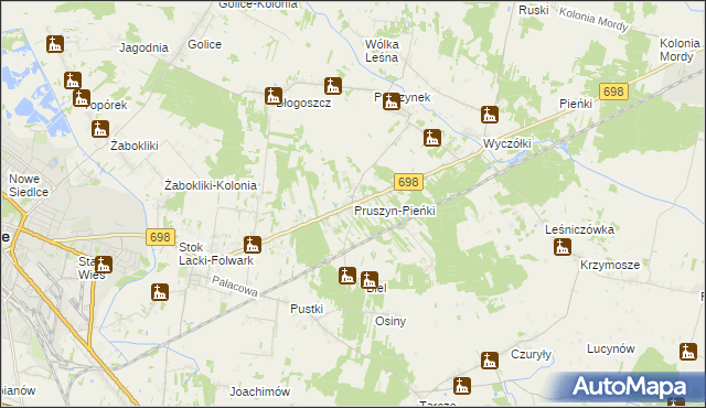 mapa Pruszyn-Pieńki, Pruszyn-Pieńki na mapie Targeo