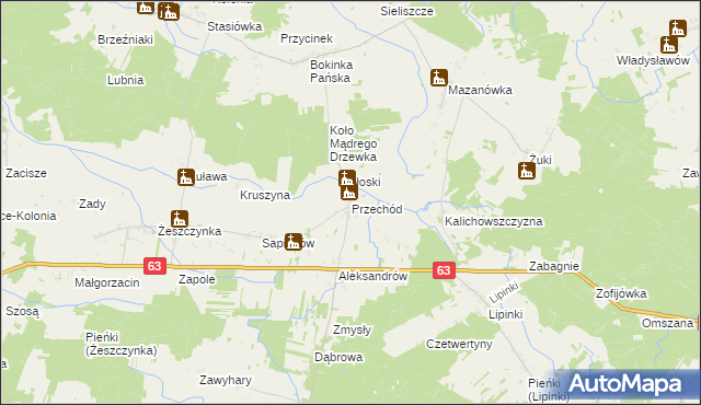 mapa Przechód gmina Sosnówka, Przechód gmina Sosnówka na mapie Targeo