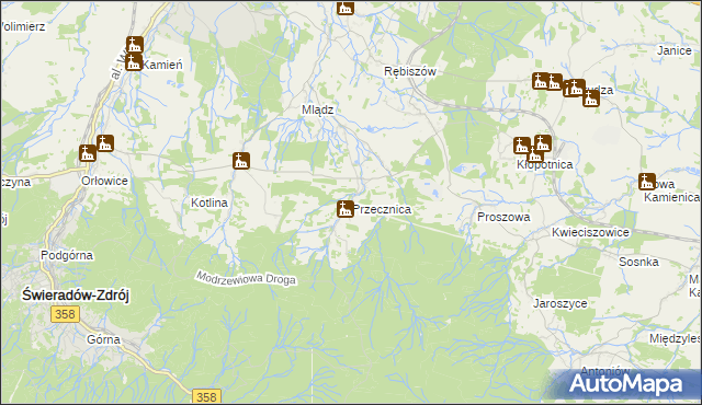 mapa Przecznica, Przecznica na mapie Targeo