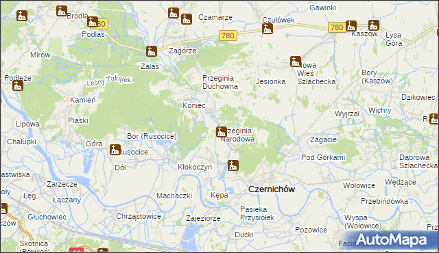 mapa Przeginia Narodowa, Przeginia Narodowa na mapie Targeo