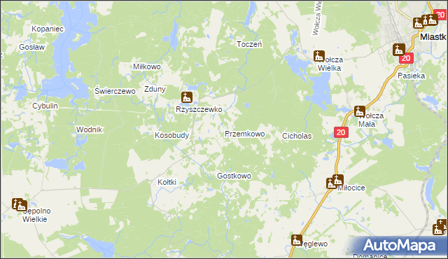 mapa Przemkowo gmina Miastko, Przemkowo gmina Miastko na mapie Targeo