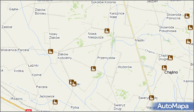 mapa Przemysłów gmina Chąśno, Przemysłów gmina Chąśno na mapie Targeo