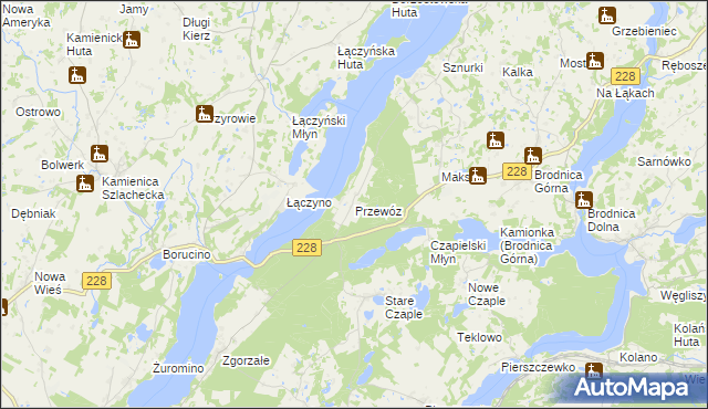 mapa Przewóz gmina Chmielno, Przewóz gmina Chmielno na mapie Targeo