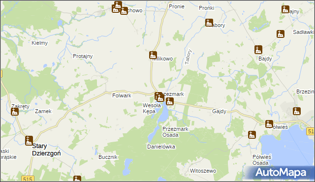 mapa Przezmark gmina Stary Dzierzgoń, Przezmark gmina Stary Dzierzgoń na mapie Targeo