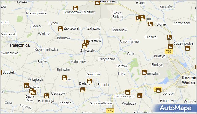 mapa Przybenice, Przybenice na mapie Targeo