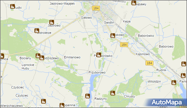 mapa Przyborówko, Przyborówko na mapie Targeo