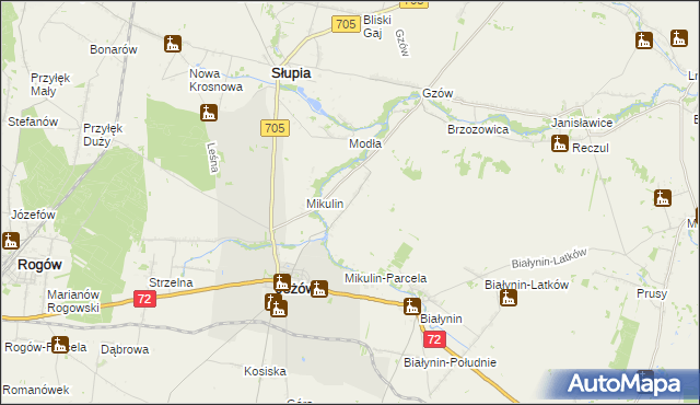 mapa Przybyszyce, Przybyszyce na mapie Targeo