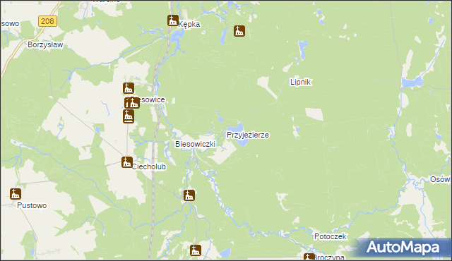 mapa Przyjezierze gmina Kępice, Przyjezierze gmina Kępice na mapie Targeo