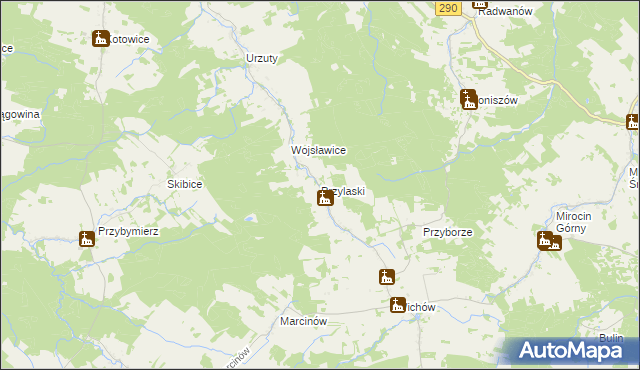 mapa Przylaski gmina Brzeźnica, Przylaski gmina Brzeźnica na mapie Targeo
