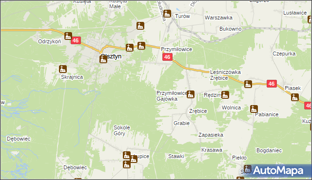mapa Przymiłowice Gajówka, Przymiłowice Gajówka na mapie Targeo