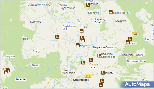 mapa Przytuły gmina Krasnosielc, Przytuły gmina Krasnosielc na mapie Targeo