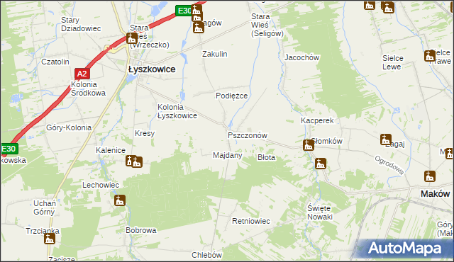 mapa Pszczonów, Pszczonów na mapie Targeo