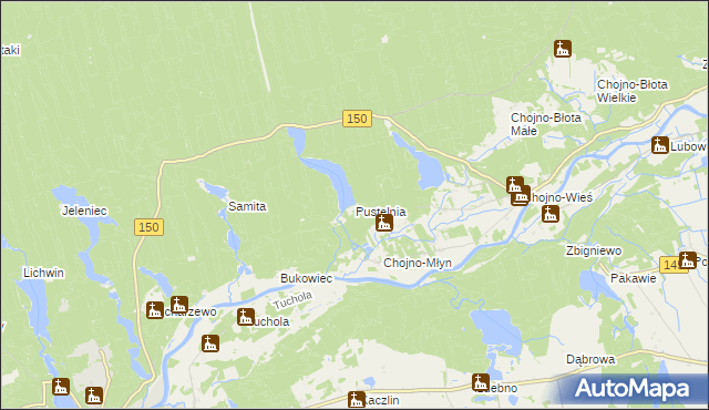 mapa Pustelnia gmina Wronki, Pustelnia gmina Wronki na mapie Targeo