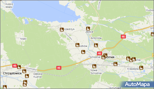 mapa Pustków gmina Ozimek, Pustków gmina Ozimek na mapie Targeo