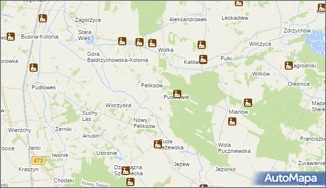 mapa Pustkowie gmina Poddębice, Pustkowie gmina Poddębice na mapie Targeo