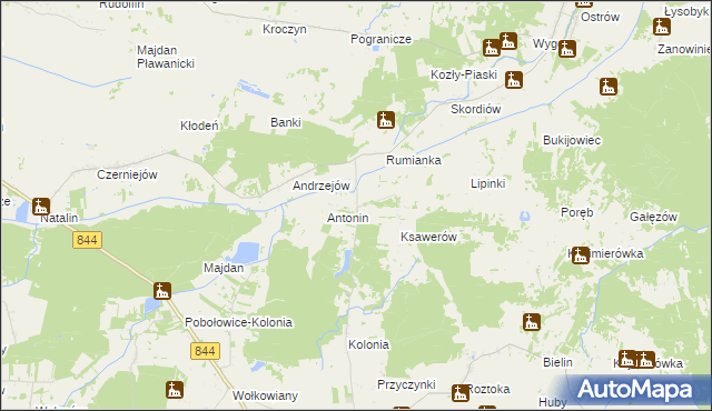 mapa Puszcza gmina Żmudź, Puszcza gmina Żmudź na mapie Targeo