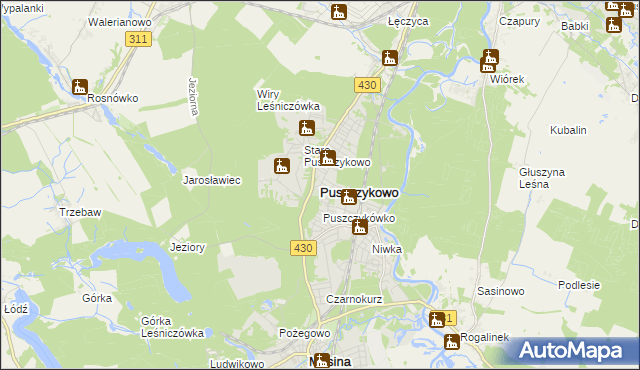 mapa Puszczykowo powiat poznański, Puszczykowo powiat poznański na mapie Targeo