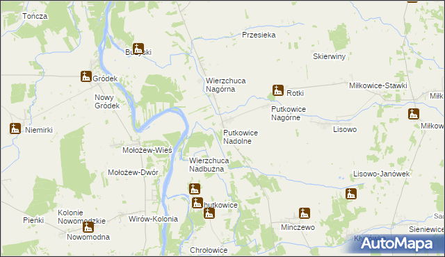 mapa Putkowice Nadolne, Putkowice Nadolne na mapie Targeo