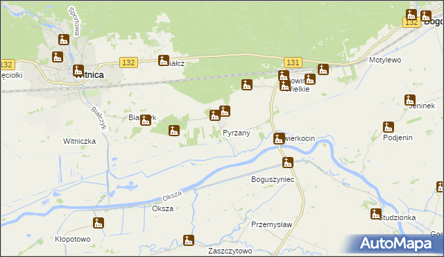 mapa Pyrzany, Pyrzany na mapie Targeo