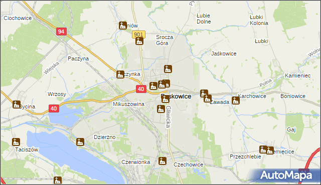mapa Pyskowice powiat gliwicki, Pyskowice powiat gliwicki na mapie Targeo